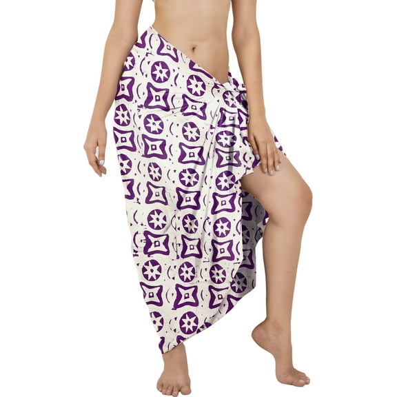 LA LEELA Women's High Waist Tie Sarongs Long Cover Ups One Size Purple, Geometric