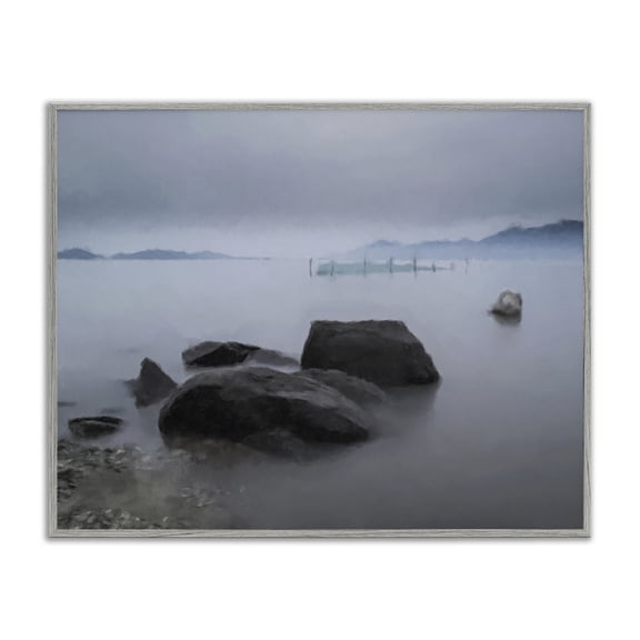 Stupell Industries Rustic Lodge Foggy Sea Landscape Gray Framed Giclee Art, 20 x 16, by Kim Curinga