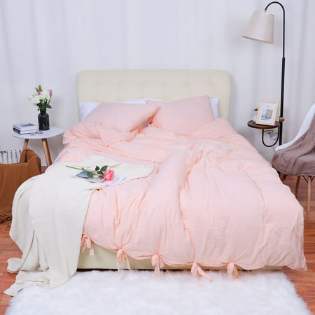 Unique Bargains Washed Cotton Bedding Duvet Cover Pillowcase Solid
