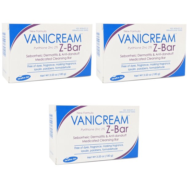 3 Pack Vanicream ZBar medicated cleansing bar for sensitive skin 3