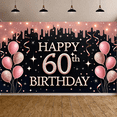 thumbnail image 5 of Pink Balloons 60th Birthday Banner Gold Glitter Happy Birthday Display Design Ribbon Decor 60th Celebration Backdrop for 60th Birthday Party Indoor Party Decoration Photo Backdrop, 5 of 9