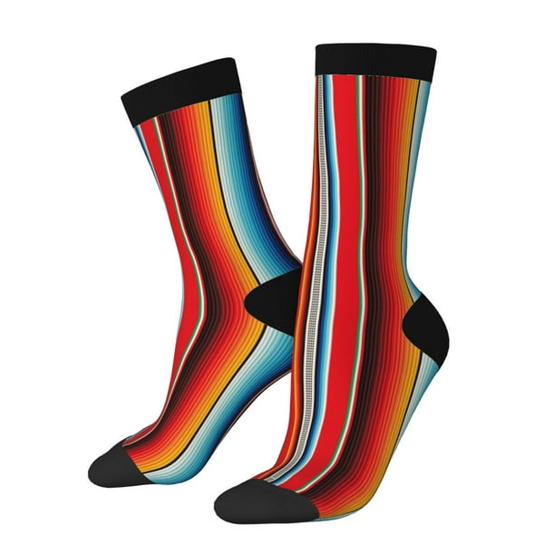 Balery Mexican Serape Blanket Stripes Calcetas Largas con Estampado para Hombre y Mujer – Suaves y Transpirables, Talla Única (US 5-11)