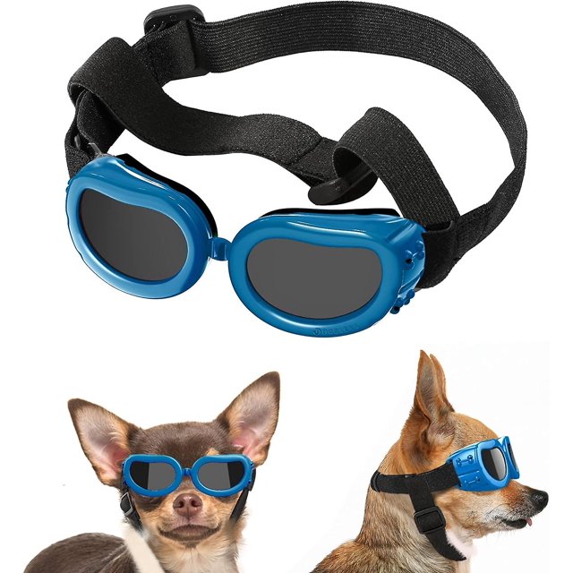 Decoraciones navideñas para perros pequeños, gafas de sol, protección para los ojos, protección para los ojos con correa ajustable, gafas de sol impermeables para mascotas Gafas de sol para