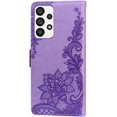 thumbnail image 3 of Wallet Case for Samsung Galaxy A23 5G/4G, Lace Flower Shockproof PU Leather Double Buckle Case with Cash Card Slots and Kickstand Function Cover for Samsung Galaxy A23, LSSK Purple, 3 of 16