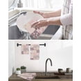 thumbnail image 5 of Boho Spring Floral Kitchen Dish Towels for Drying Dishes Set of 3, Vintage Flowers Patchwork Plaid Pink Waffle Weave Microfiber Hand Tea Bathroom Towels Quick Dry & Absorbent Towel 12x12, 5 of 7