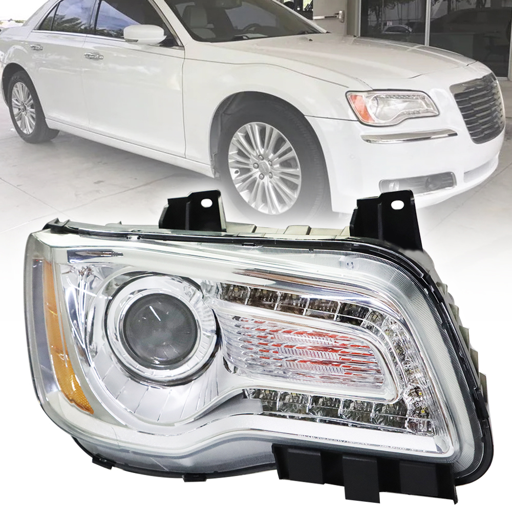 Passenger For 20112014 Chrysler 300 Headlight Chrome Housing Halogen