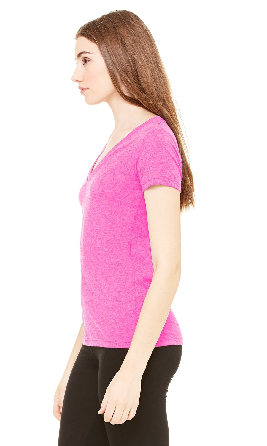 Women's Triblend Short-Sleeve Deep V-Neck T-Shirt