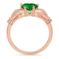thumbnail image 3 of 1.06 ct Heart Cut Simulated Emerald Claddagh 14K Rose Gold Womens Engagement Ring, 3 of 4
