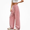 thumbnail image 2 of DJDLJWCJ Wide Leg Pants for Women Stripe High Waist Baggy Pants Relaxed Fit Straight Casual Pants Red Size Free Size, 2 of 6
