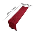 thumbnail image 3 of Linnome Burgundy Floral Embossed Polyester Table Runner 11.81x70.87 Inch with Tassels Vintage Farmhouse Dining Table Decor, 3 of 6