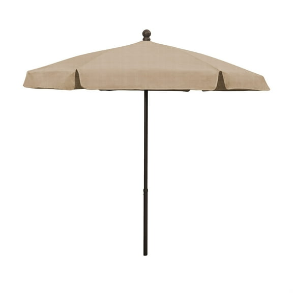7.5' Hex Garden Patio Umbrella 6 Rib Push Up Champagne Bronze with Beige Vinyl Coated Weave Canopy