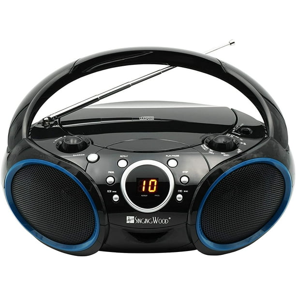 SINGING WOOD 030C Portable CD Player Boombox with AM FM Stereo Radio, Aux  Line in, Headphone Jack, Supported AC or Battery Powered (BLUE) -  