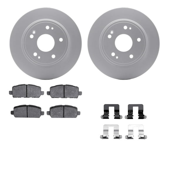 Dynamic Friction Company Rear Geospec Brake Rotors with 5000 Advanced Brake Pads includes Hardware 4512-59207