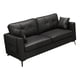 thumbnail image 2 of Sofá de cuero con 2 almohadas, relleno de esponja, sofá de 2 plazas, sofá tapizado impermeable para muebles de sala de estar de oficina interior Negro, 2 of 9