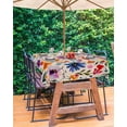 thumbnail image 3 of Hokiten Outdoor Tablecloths with Umbrella Hole & Zipper, Spring Flowers Rectangle Tablecloth 60x120 Inch, Beige Retro Floral Country Botanical Waterproof Table Cloth, Patio/Pool/Picnic Table Covers, 3 of 7