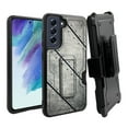 thumbnail image 1 of ANJ+ Rugged Dual Layer Hybrid Holster Kickstand Case w/ Card Slot + Tempered Glass Cover for Samsung Galaxy S21 FE 5G - Vintage Steel Plate Sheets, 1 of 3