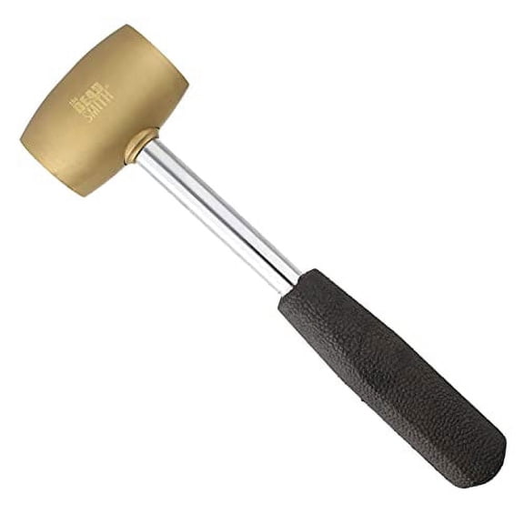 The Beadsmith Brass Head Mallet - Metal Elements - 10 Inches Long, 2LB Head with a 38mm Face - Brass & Sheet Metal Hammer for Dapping, Chasing & Light Stamping