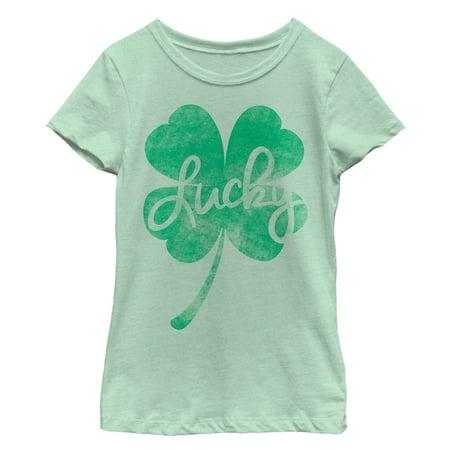 Girls' St. Patrick's Day Lucky Retro Shamrock T-Shirt