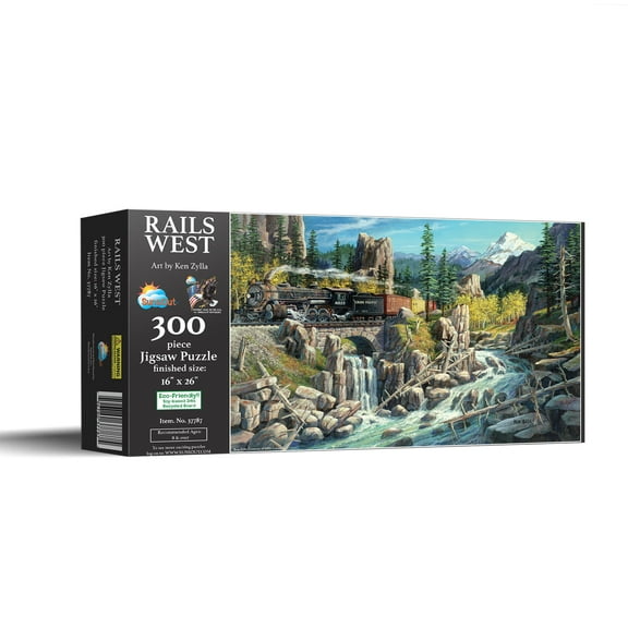 SUNSOUT INC - Rails West - 300 pc Jigsaw Puzzle by Artist: Ken Zylla - Finished Size 16" x 26" Vehicles - MPN# 37787