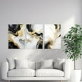 thumbnail image 3 of Hieng 3 Piece Black White and Gold Wall Art Abstract Canvas Pictures Modern Artwork Painting Print for Living Room Decor Unframed, 3 of 6