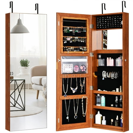 Wall Door Mounted Jewelry Cabinet Storage Organizer W