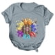 thumbnail image 1 of Gibobby Blusas De Manga Larga Para Mujer Mujeres Casual Sunflower Camisas de imprenta Cuello corto de manga corta Tee Tops Tunic Blose（Gris， L), 1 of 5