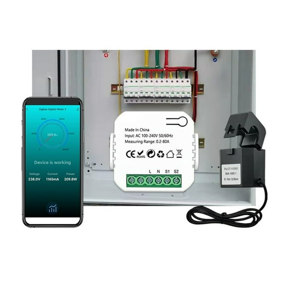 Tuya Smart Energy Meter 80A With Clamp App Monitor KWh Voltage Current Power Consumption ,User-Friendly