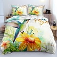 thumbnail image 1 of Duvet Cover Queen Size Tropical Flowers Birds Comforter Bedding Set Yellow, 1 of 6