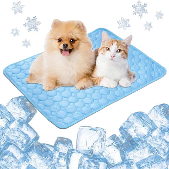 Pet Cooling Mat XL 39 x 30 in Ice Silk Self Cooling Pad No Water Needed Washable for Dogs Cats Blue