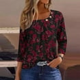 thumbnail image 2 of Blusas para las Mujeres Casual, 3/4 Manga Floral Estampado Camiseta de Moda Top Hecho de Poliéster Transpirable Suave para el Uso Diario de Primavera Otoño, Tops de Blusa para las Mujeres, 2 of 9