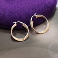 thumbnail image 4 of LeCalla 925 Sterling Silver Jewelry Three-Tone Intertwining Oval & Round Shape Polished Hoop Earrings for Women and Teen 33MM, 4 of 8