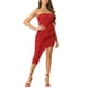 thumbnail image 2 of Vestido midi sin tirantes INSPIRE CHIC para mujer con dobladillo irregular y volantes para fiesta de cóctel M Rojo, 2 of 5