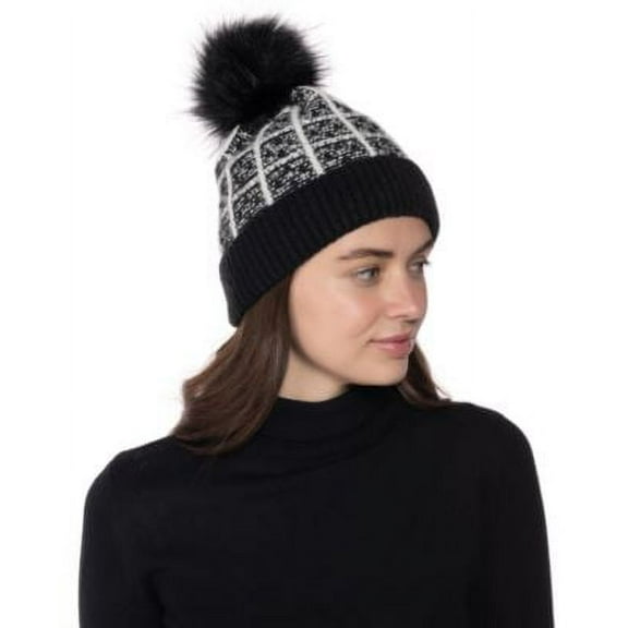 MSRP $33 Inc International Concepts Tweed Knit Beanie Black Size OSFA