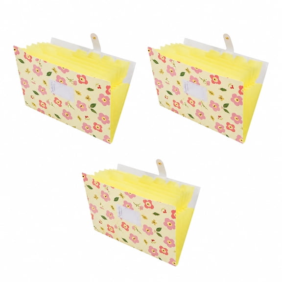 3 Pcs Accordion Folder, Cute Floral 6-Pocket Expanding File Organizer, Sturdy A4/Letter Size Document Holder for Back to School & Office