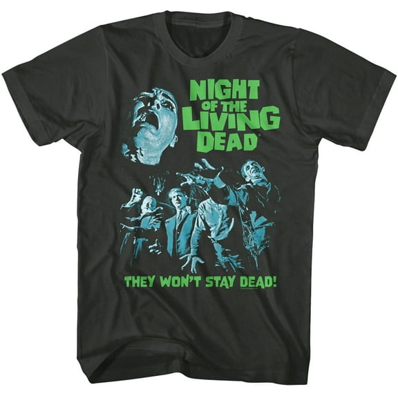 Night of the Living Dead Zombies Stay Dead Men's T Shirt (Charcoal, AdultL)