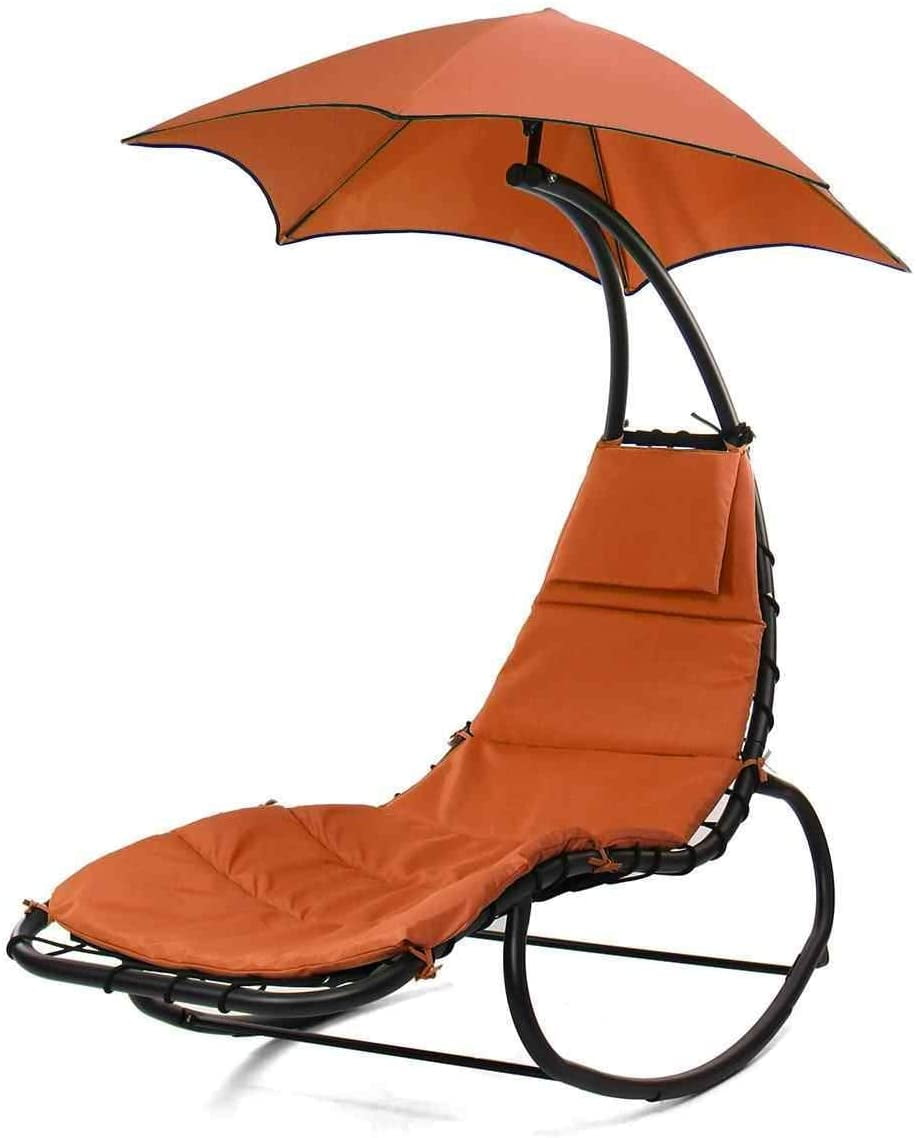Amazingforless Rocking Curved Chaise Lounge Hammock Rocker Chair