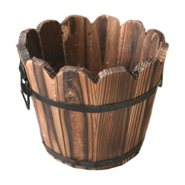 Maceta de barril de madera para flores, contenedor para plantas, ideal para la entrada de interiores y de la jardinería.