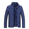 thumbnail image 3 of Men's Lightweight Puffer Down Jackets without Hood Winter Coat Hoodless Puffer Jacket Long Sleeve Solid Zip Up Coat, 3 of 8