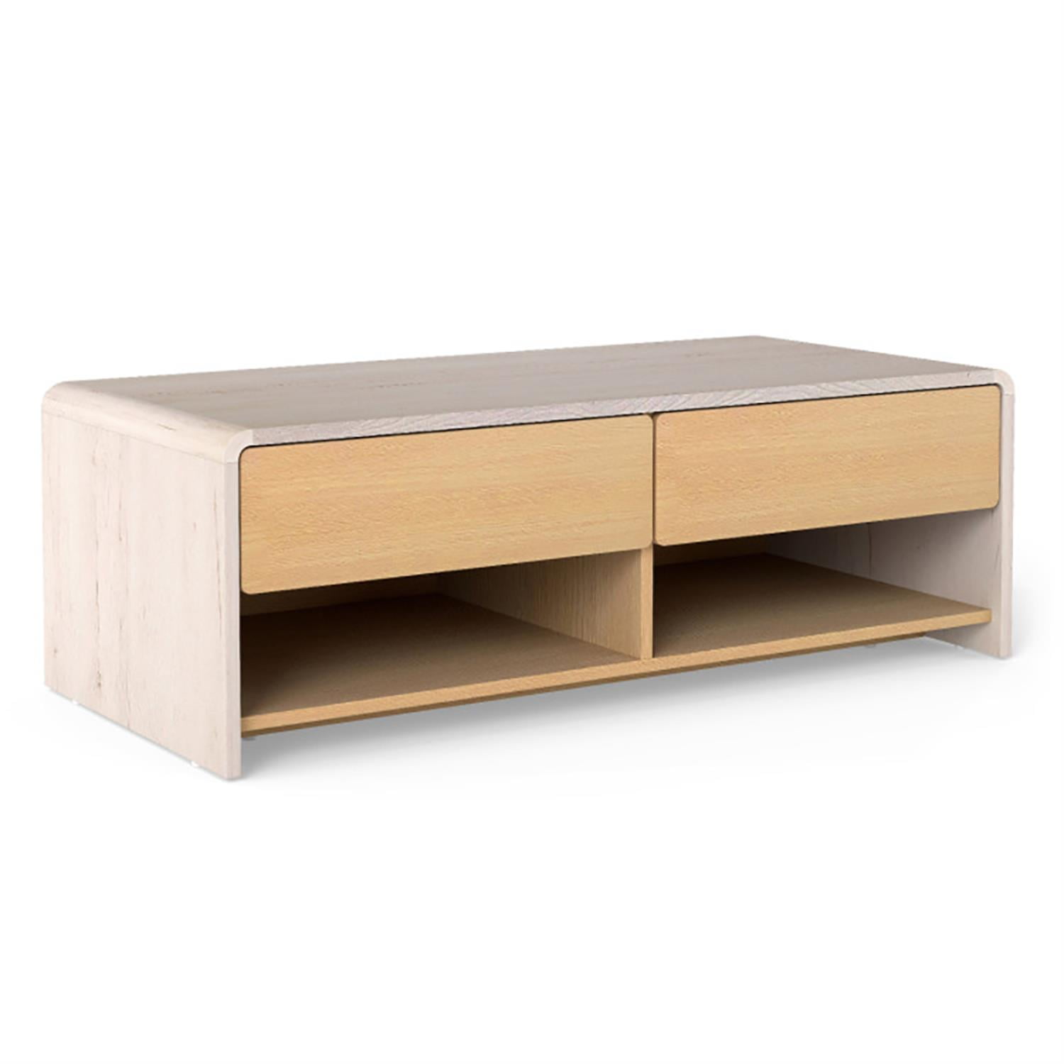 Demi Bonn Modern Coffee Table, Dining Center Tables with 2 Drawers and 2 Storage Shelf for Living Room, Bedroom, Office and Balcony, Beige