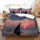 thumbnail image 1 of 3D Sunset Sky Sea Sailing Ship Quilt Cover Set Bedding Set Duvet Cover, 1 of 3