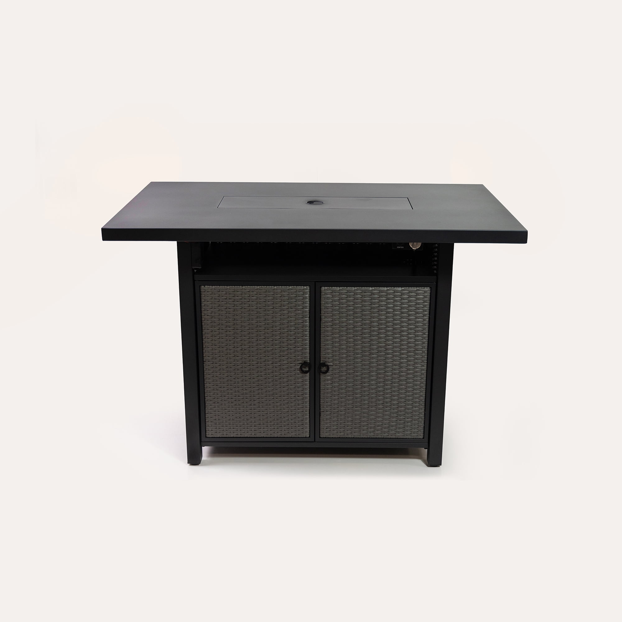 Deko Living  55 Inch Rectangular Outdoor Propane Gas Fire Pit Barstool Table 40,000 BTU with Glass Bead Filler