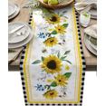 thumbnail image 1 of Camino de mesa de lino Floral limón verano hogar restaurante mantel decoración al aire libre mantel impreso camino de mesa, 1 of 5