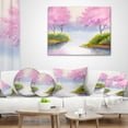 thumbnail image 4 of Designart Flowering Trees Over River - Landscape Printed Throw Pillow - 16x16, 4 of 5