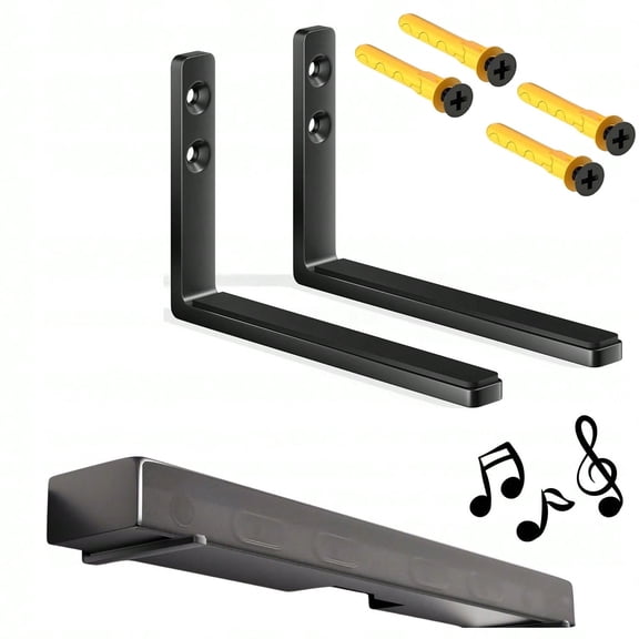 Soundbar Wall Mount Bracket for Samsung, Bose, Vizio, LG, Sony, JBL, Sonos and More Sound Bar Mounts Under TV, Soundbar Shelf, Black