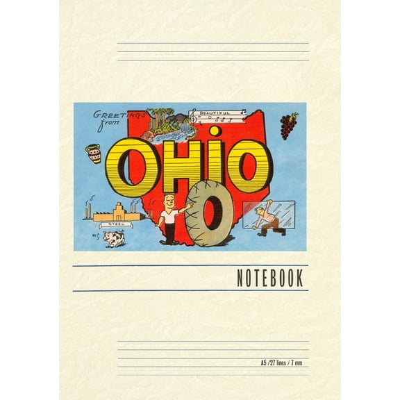 Vintage Lined Notebook Greetings from Ohio, (Paperback)