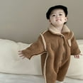 thumbnail image 4 of KYAIGUO Infant Boys Fleece Romper Jumpsuit for Newborn Jumpsuit Winter Warm Long Sleeve Jacket for Baby 3-24M, 4 of 5