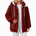 thumbnail image 6 of Towmus Winter Coats for Women Plus Size Fleece Zip Up Sweatshirts Warm Plush Hooded Lightweight Cardigan Jackets Sherpa Coats, 6 of 7