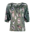 thumbnail image 4 of IDALL Womens Casual Plus Size Tops V-neck Floral Print Chiffon Tunic Short Sleeve T-Shirt Shirts Puff Petal Pullover Pleated Western Shirts Blouses Loose Fit Tunic Summer Shirts Z4-Green 5XL, 4 of 9