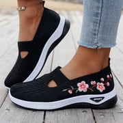 Breathable Mesh Slip On Casual Shoes, Fashion Round Toe Summer Non Slip Walking Sneakers, Lightweight Comfort, Womens Flat Shoes