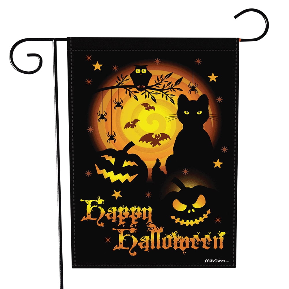 Happy Halloween Flag 3x5 ft Jack-o-lantern Party Decoration Pumpkin Purple Bats 